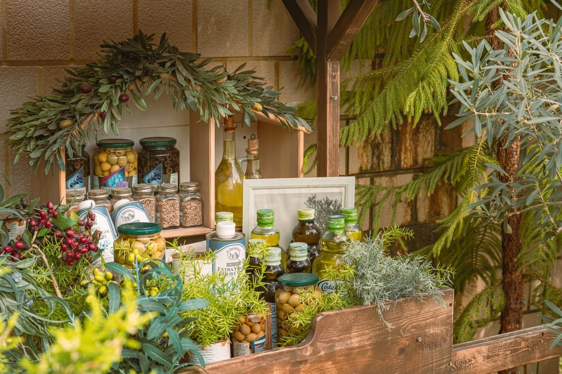 Olive oil with fresh herbs