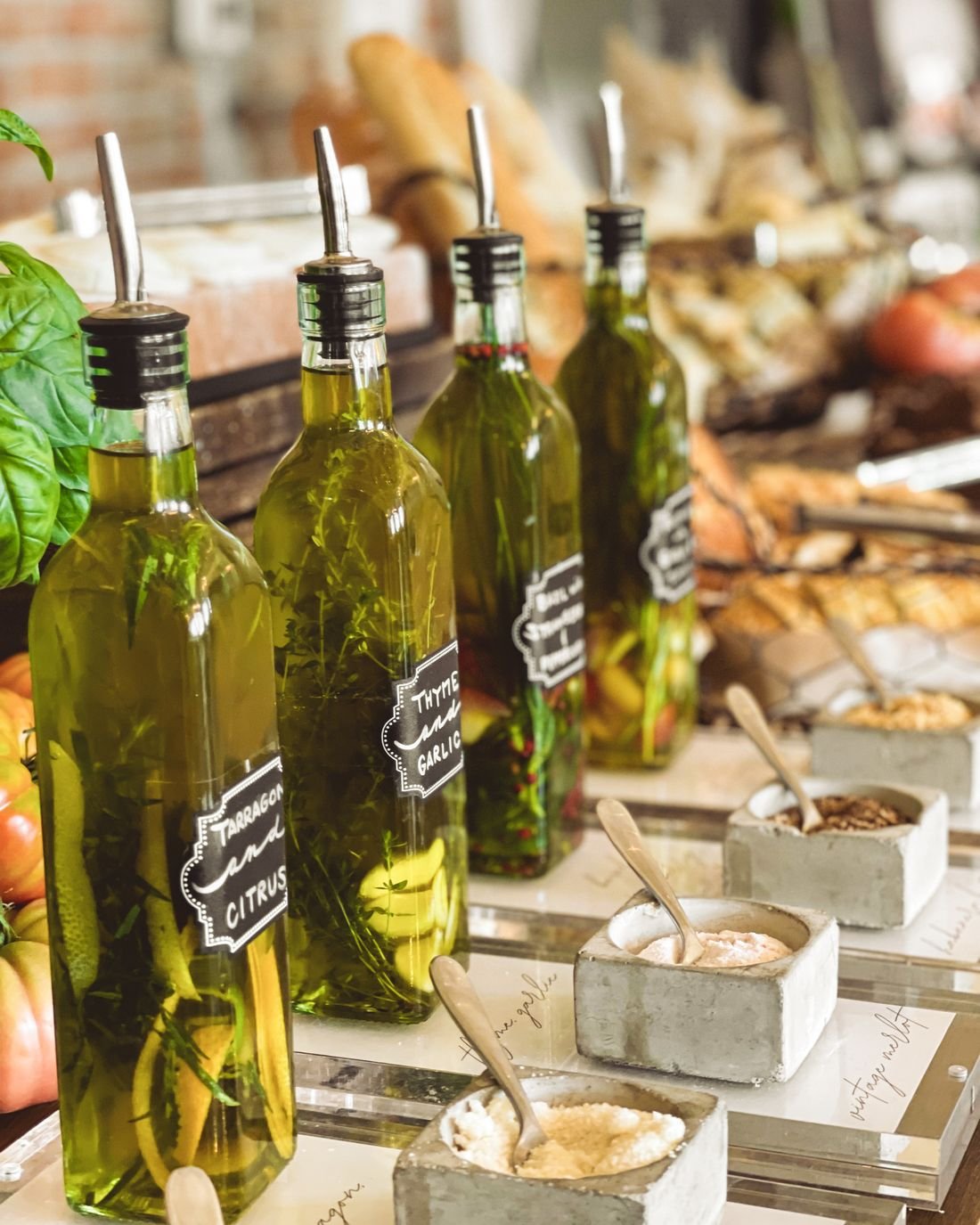 Selection of cooking oils in bottles