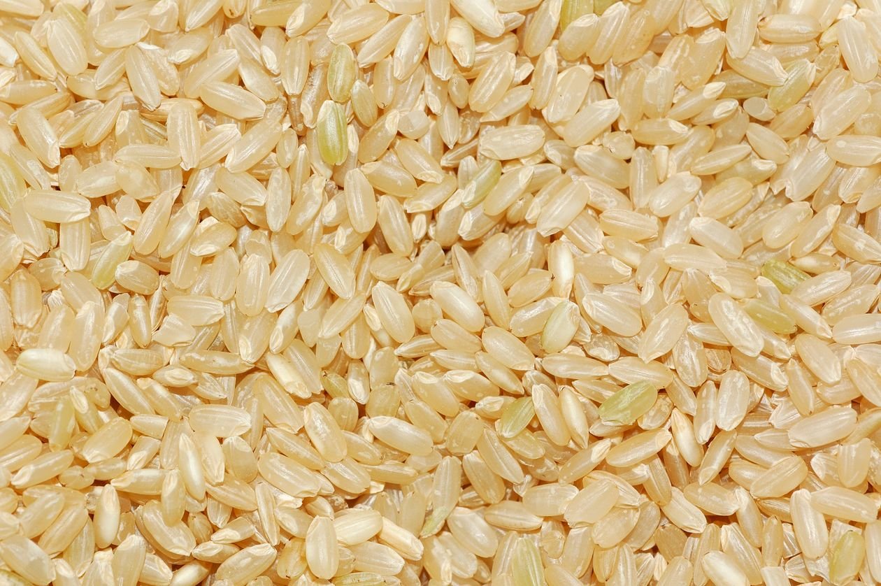 Close-up of uncooked rice grains